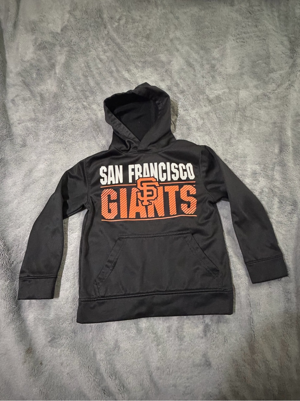 Kids' Black Hoodie with Orange Logo